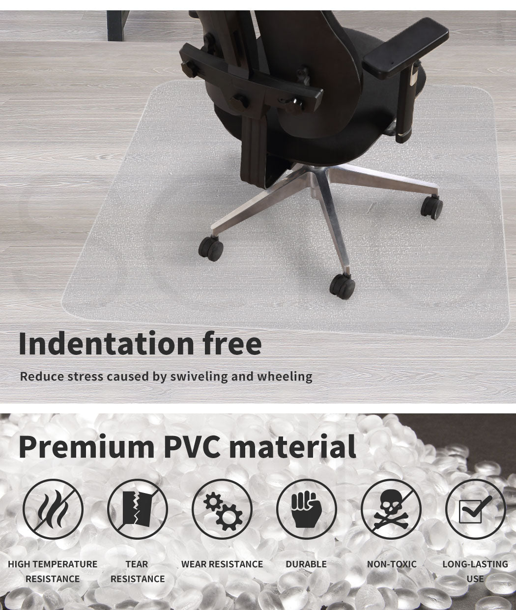 Marlow Non Slip Office Chair Desk Mat Floor Computer Carpet Protector PVC Clear