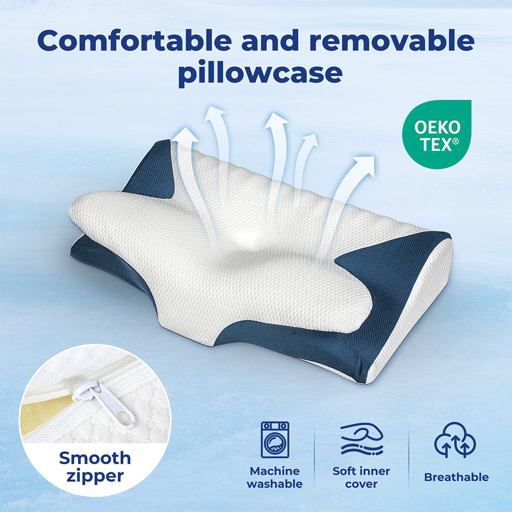 Lavio Cervical Contour Memory Foam Pillow Side Sleeper for Neck Pain Relief