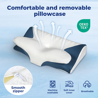 Lavio Cervical Contour Memory Foam Pillow Side Sleeper for Neck Pain Relief