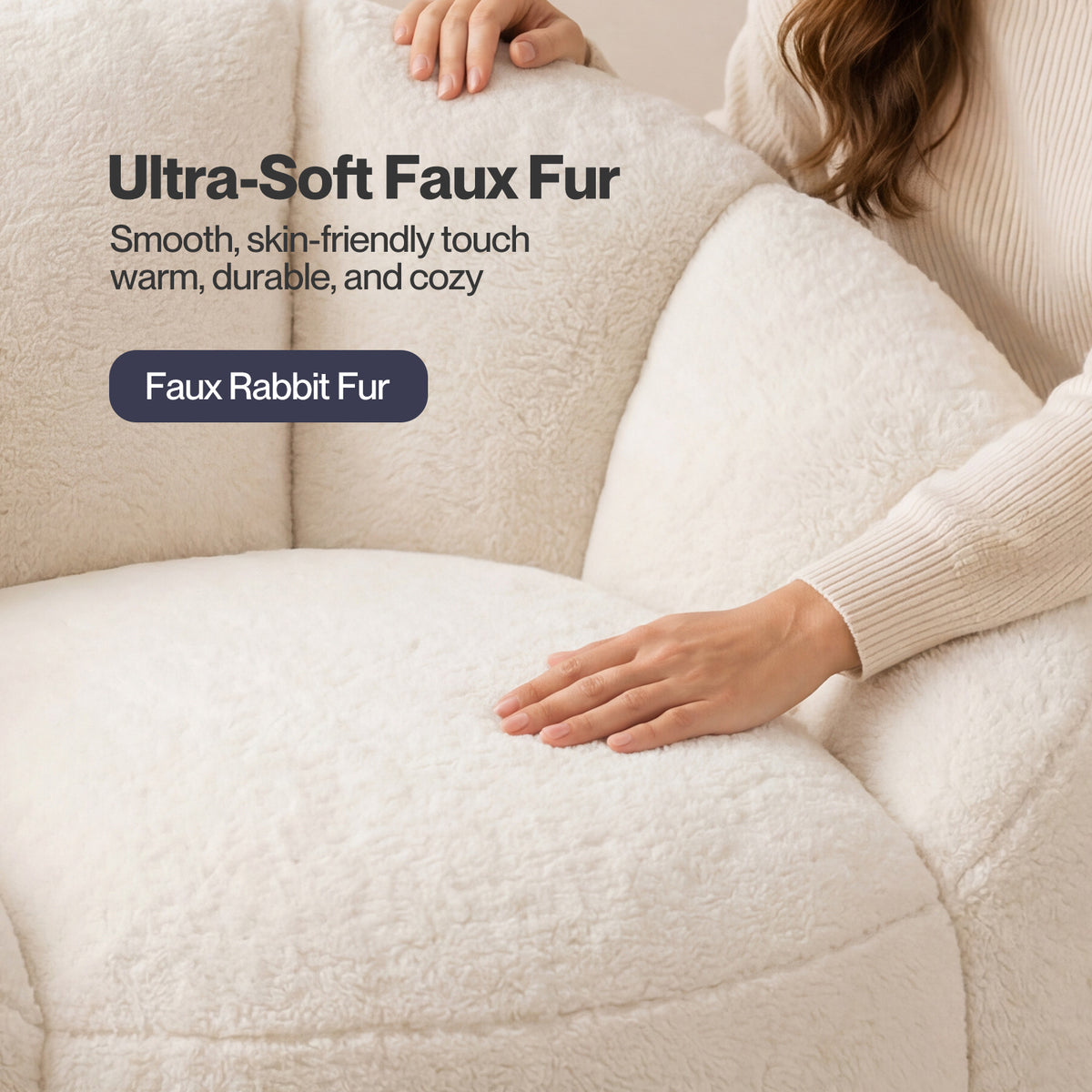 Levede Bean Bag Chair Faux Rabbit Fur Floral Shaped Reading Sofa Chair White