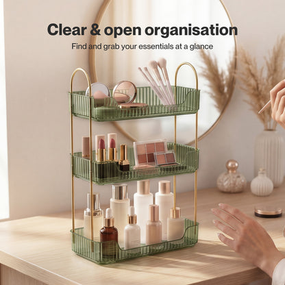 ilus Makeup Organiser Modern Minimalist 3-Tier Cosmetic Storage Rack Beauty