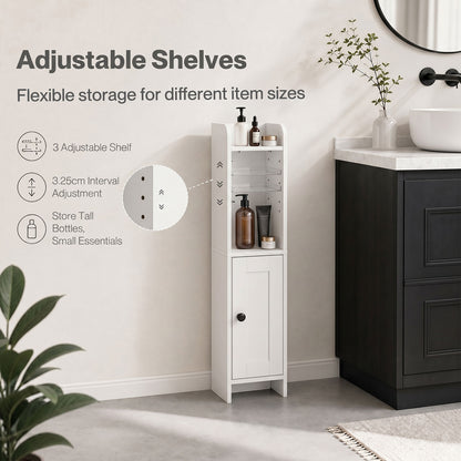 Levede Bathroom Cabinet Slim Corner Storage Adjustable Shelves PB MDF White