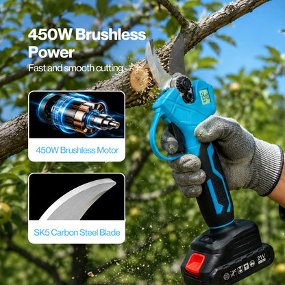 Traderight Pruning Shears 450W Brushless LCD SK5 Blade for Garden Cutting Blue
