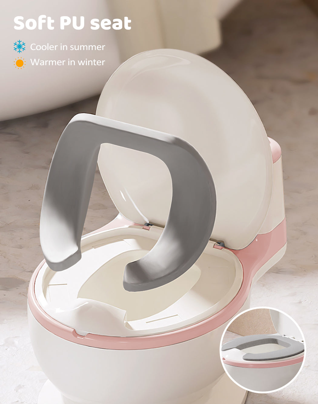 Dekko Kids Potty Trainer Seat Safety Toilet Training Toddler Non-Slip Pink