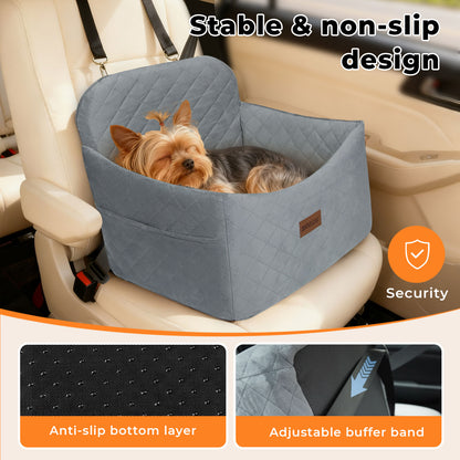 Skylos Pet Booster Dog Car Seat Safe Travel Carrier Bed Bag Basket Puppy Grey