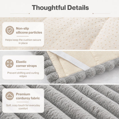 Marlow Corduroy Sofa Cover Pet Friendly Non Slip Washable 70 x 180cm Light Grey