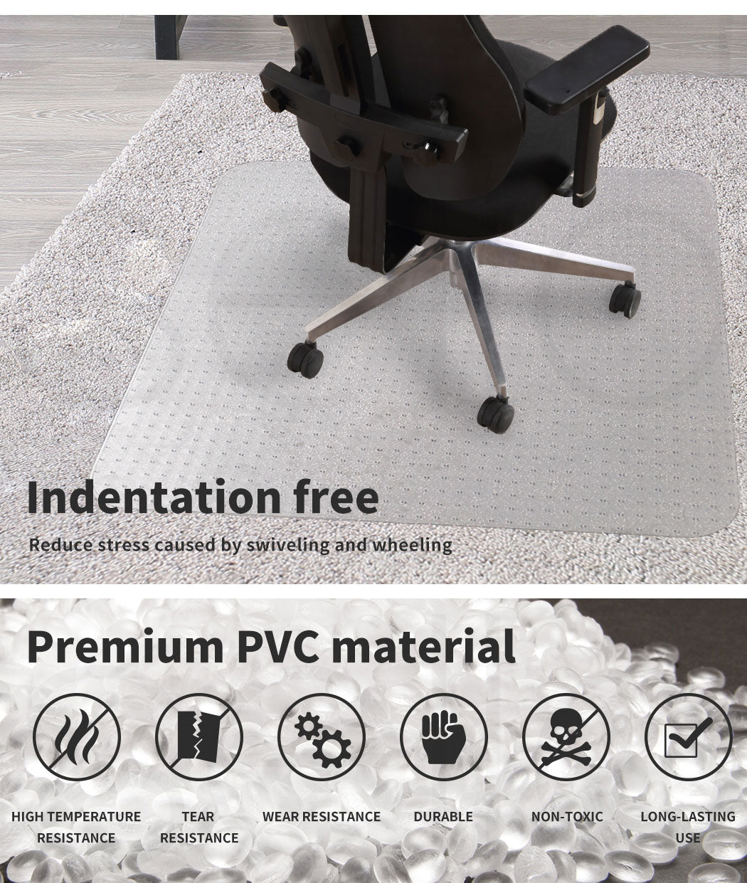 Marlow PVC Chair Mat Office Carpet Floor Protectors Non Slip Computer 120X90cm