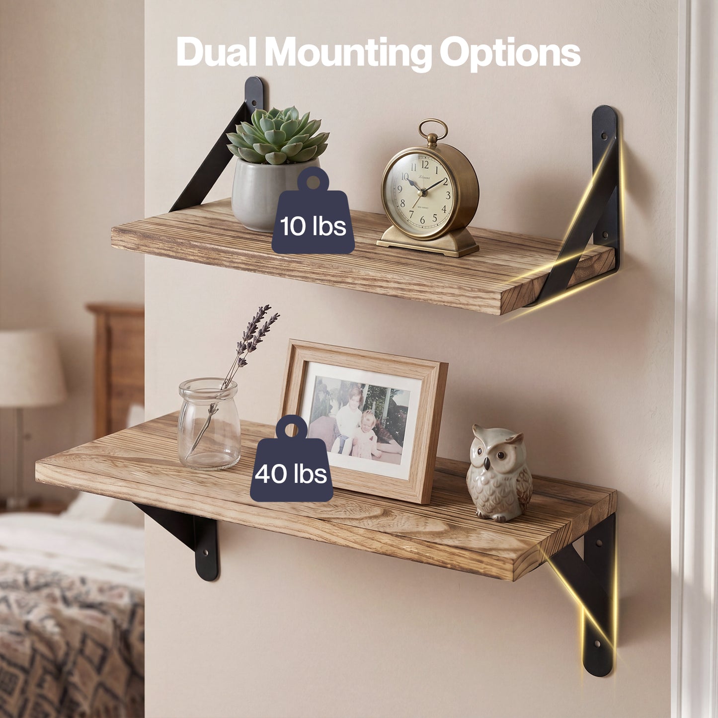 Levede Floating Shelves 6 Set Wood Shelves for Wall Brown Modern Storage Home