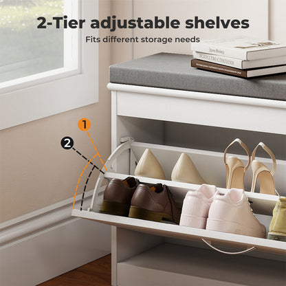 Levede Slim Shoe Storage Cabinet White Hallway Shoe Bench Organiser Unit 75cm