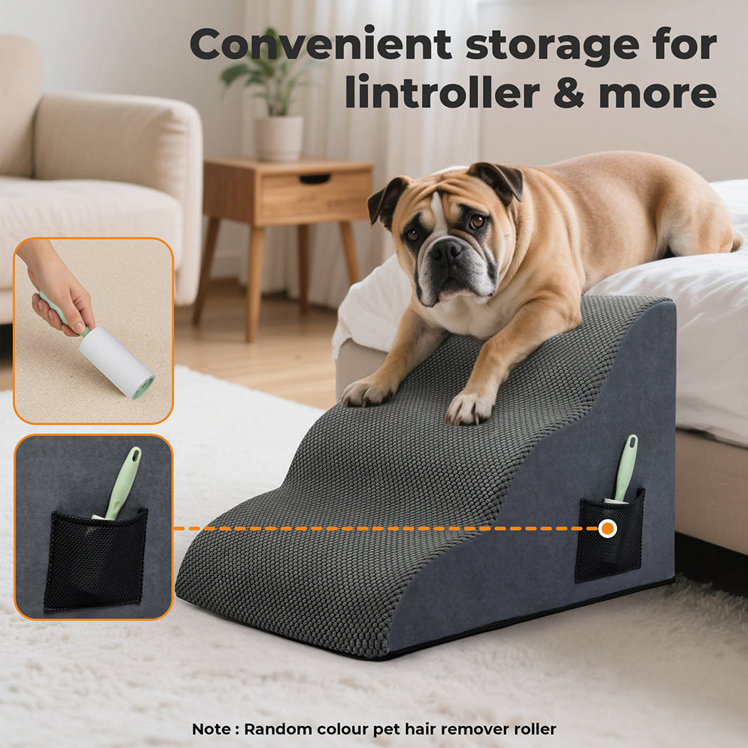 Skylos 3-Step Pet Stair Dog Ramp for Sofa Bed High Density Foam Non-Slip Ladder