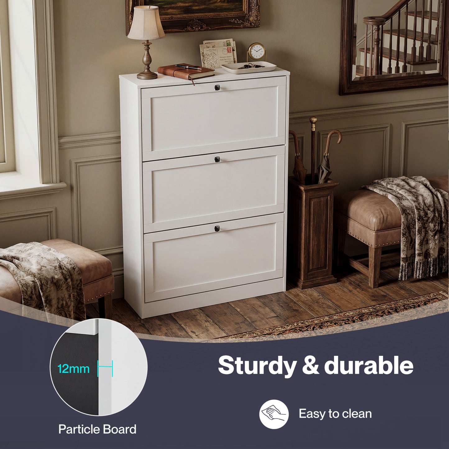Levede Tall Shoe Cabinet Flip Shoe Storage Unit Slim Hallway Organiser
