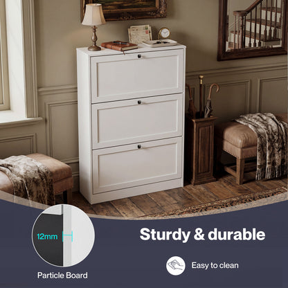 Levede Tall Shoe Cabinet Flip Shoe Storage Unit Slim Hallway Organiser