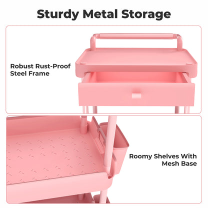 Levede 3 Tier Storage Trolley Cart on Wheels Kitchen Utility Rolling Rack Shelf