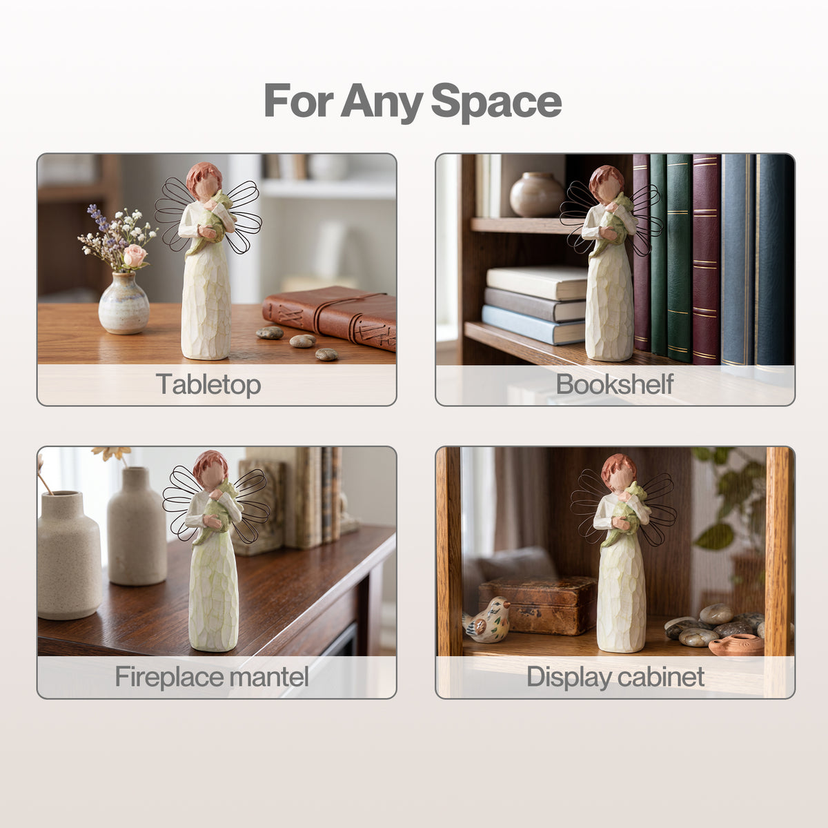 Levede Resin Angel Figurines Friendship Gift for Companionship Display White