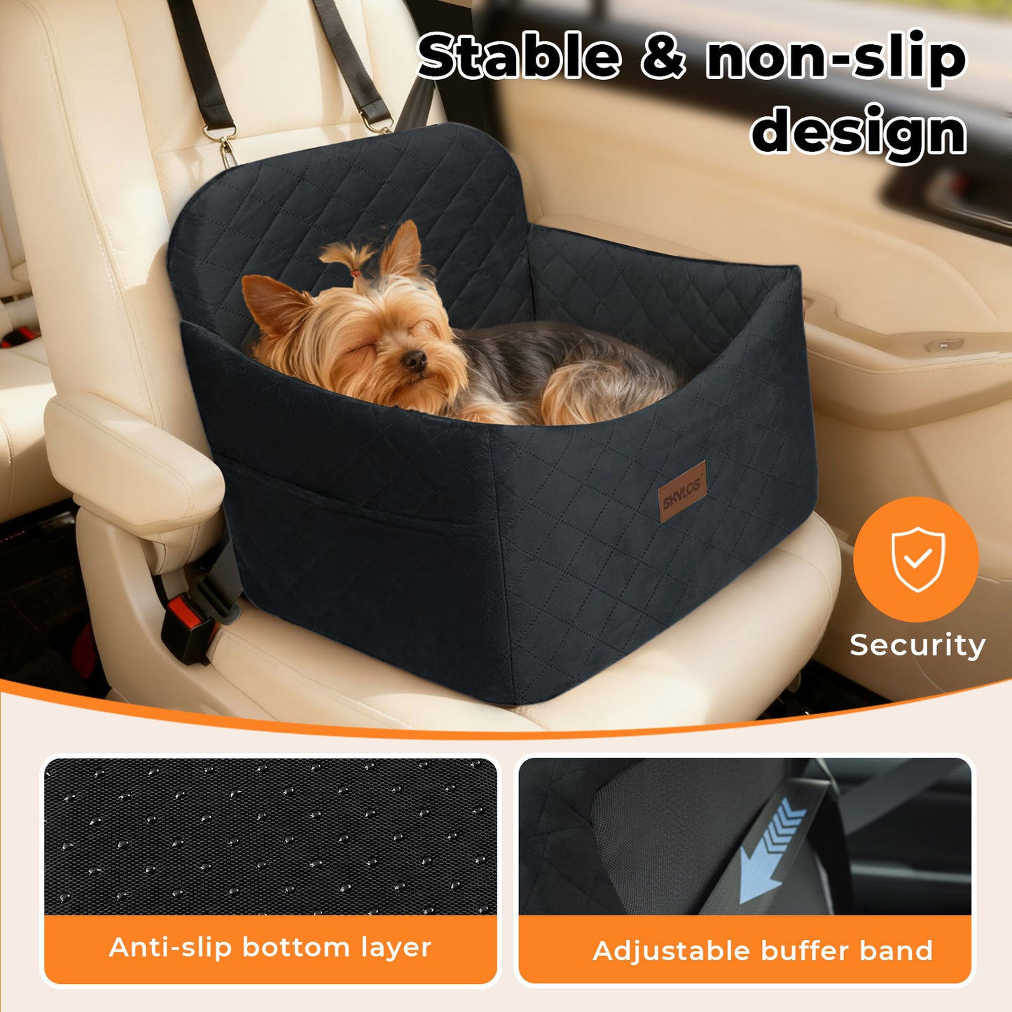 Skylos Pet Booster Dog Car Seat Safe Travel Carrier Bed Bag Basket Puppy Black