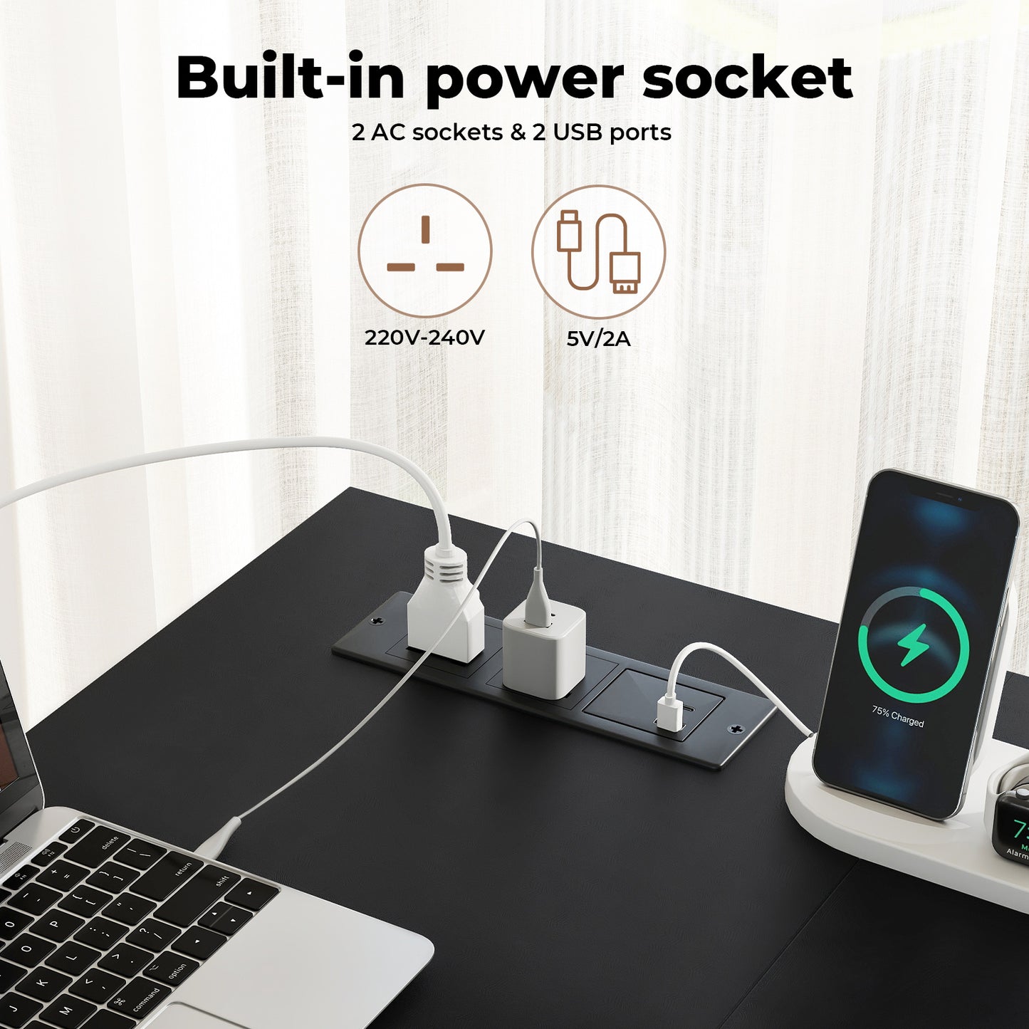 Levede L-shaped Office Desk Corner Computer Table with Storage USB Power Charing
