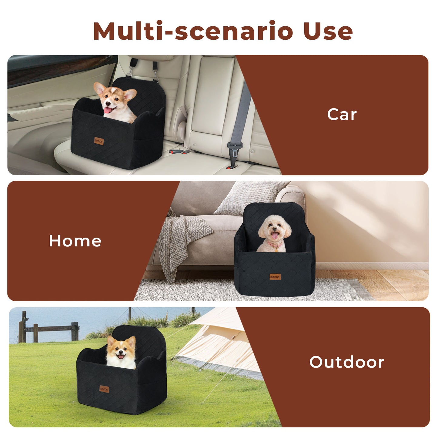 Skylos Dog Booster Car Seat for Small to Medium Pets up to 35 lbs Portable Black