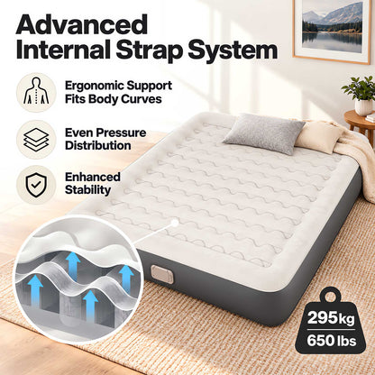 Lavio Inflatable Mattress TPU Airbed Rechargeable Pump Double Camp Bed Grey