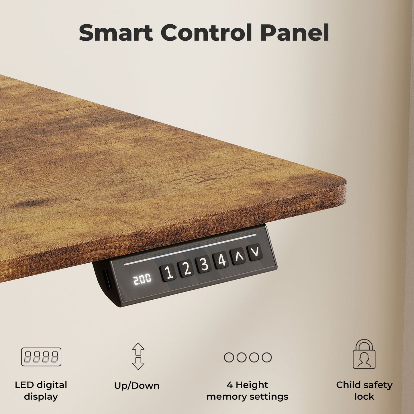 Levede Electric Standing Desk Height Adjustable with Memory Control Rustic Brown