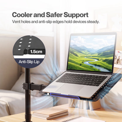 Levede Laptop Desk For  Adjustable Riser With Rotatable Monitor Mount Black