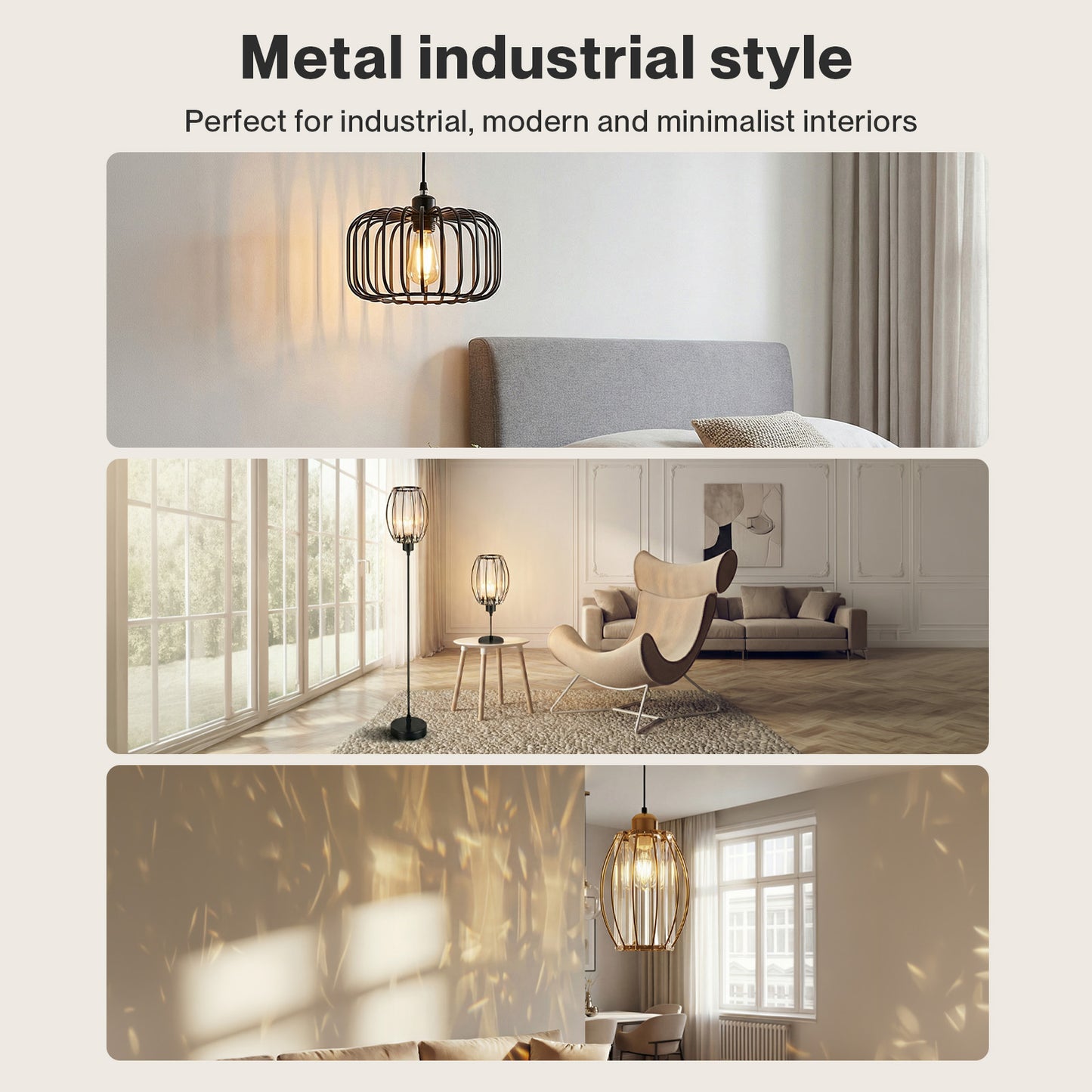 Emitto Ceiling Light Shade Easy Fit Pendant Lampshade Woven Metal Glass E27 B22