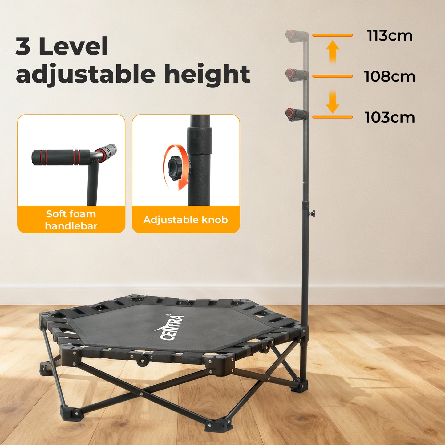 Centra Trampoline Rebounder Mini Fitness Folding Exercise Home Gym Bouncer