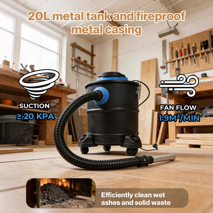 Spector 20L Fireplace Ash Vacuum Cleaner Wood Burner Blower Vac 1200W BBQ Stoves