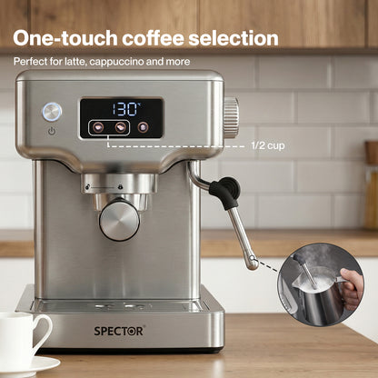 Spector 20 Bar Espresso Coffee Machine Maker Milk Frother Cappuccino Latte Cafe