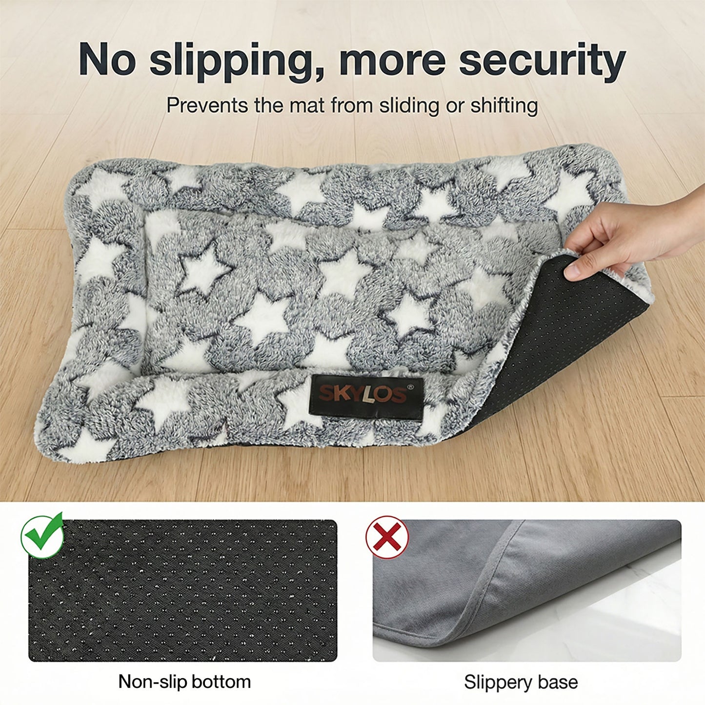 Skylos Dog Bed Arctic Fleece Soft Pet Cat Cushion Large Dog Puppy Crate Mat