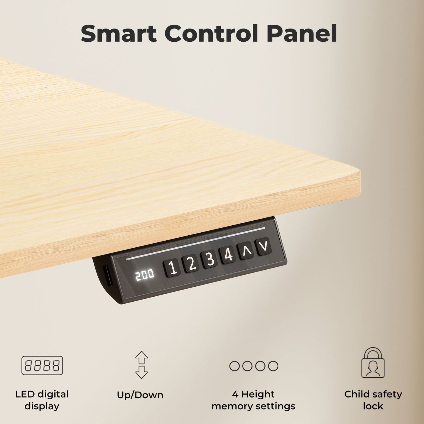 Levede Electric Standing Desk Height Adjustable with Memory Control Natural