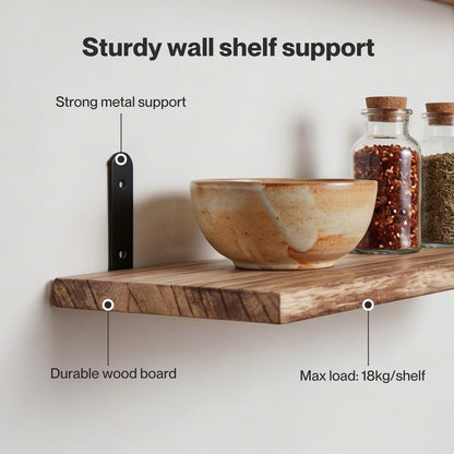 Levede Floating Shelves Wood Wall Mounted Shelf Rustic Set of 5 Light Brown