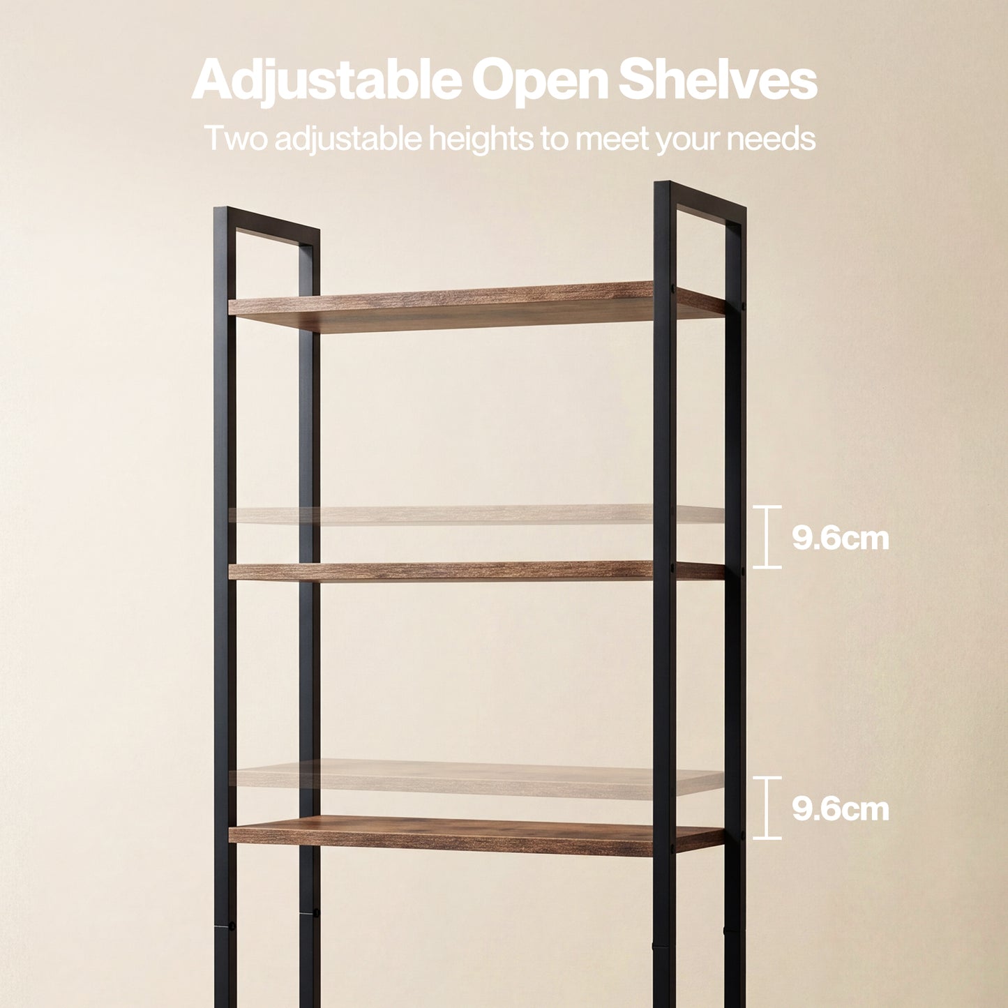 Levede Bookshelf 6 Tier Adjustable Display Shelf  90kg Living Room Walnut Colour