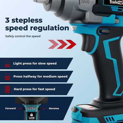 Traderight 21V Brushless Impact Wrench 1/2" Rattle Gun 2×4.0Ah 1200Nm Kit Set