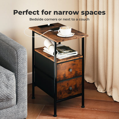 Levede Bedside Table Side Cabinet Storage Nightstand Charging Station 2 Drawers