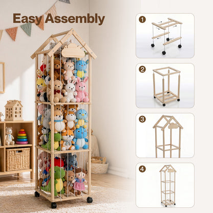 Levede Plush Toy Storage Holder Kids Stuffed Animal Organiser Lockable Wheels