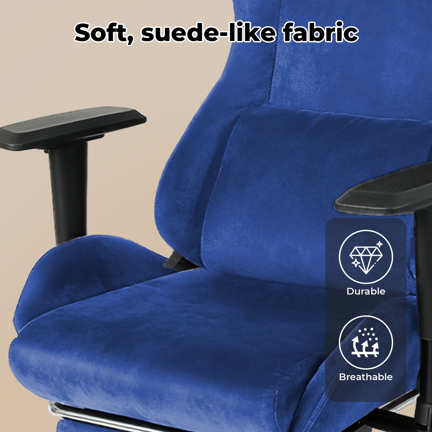 Levede Office Desk Chair Gaming Recliner Adjustable Height with Footrest Blue
