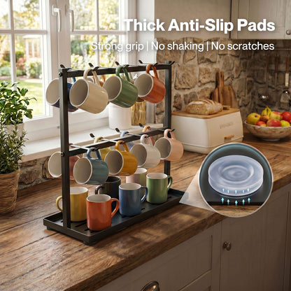 Levede Mug Holder Stand Countertop Coffee Cup Rack Storage Organiser 16 Hooks
