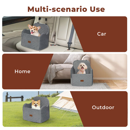 Skylos Dog Booster Car Seat for Small to Medium Pets up to 35 lbs Portable Grey