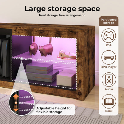 Levede TV Stand Cabinet Entertainment Unit with LED Lights Glass Display Shelves
