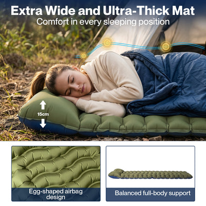 Mountview Camping Sleeping Pad Ultralight Inflatable Mat Built In Pump Packable