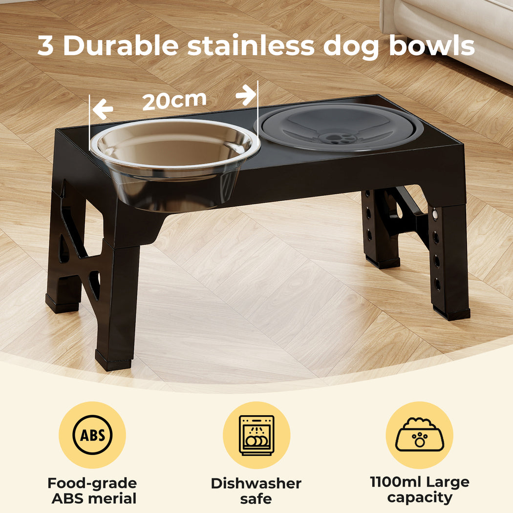Skylos Elevated Pet Feeder Raised Dog Food Water Feeding Bowl Adjustable Folding