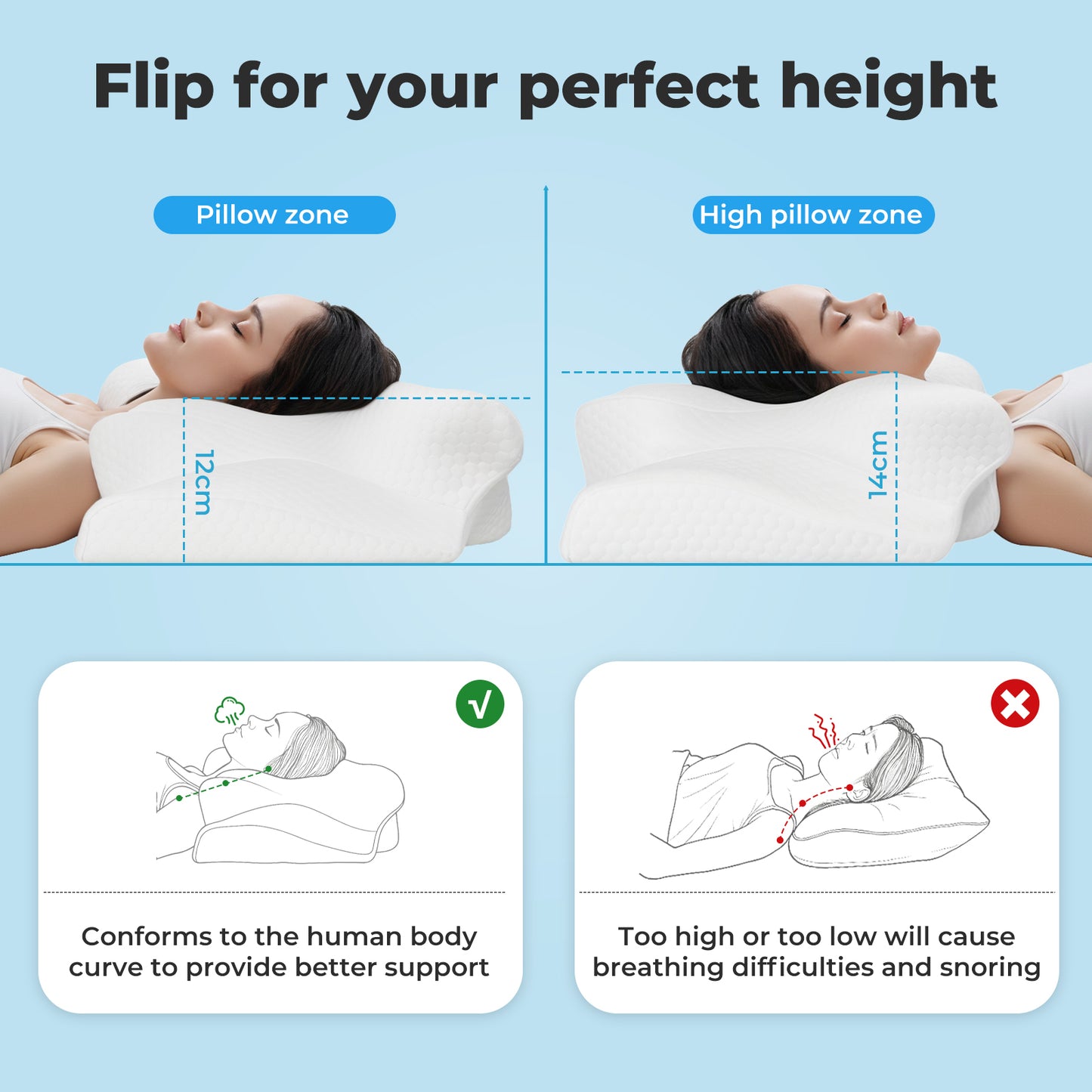 Lavio Orthopedic Memory Foam Butterfly Pillow Ergonomic Neck Shoulder Support