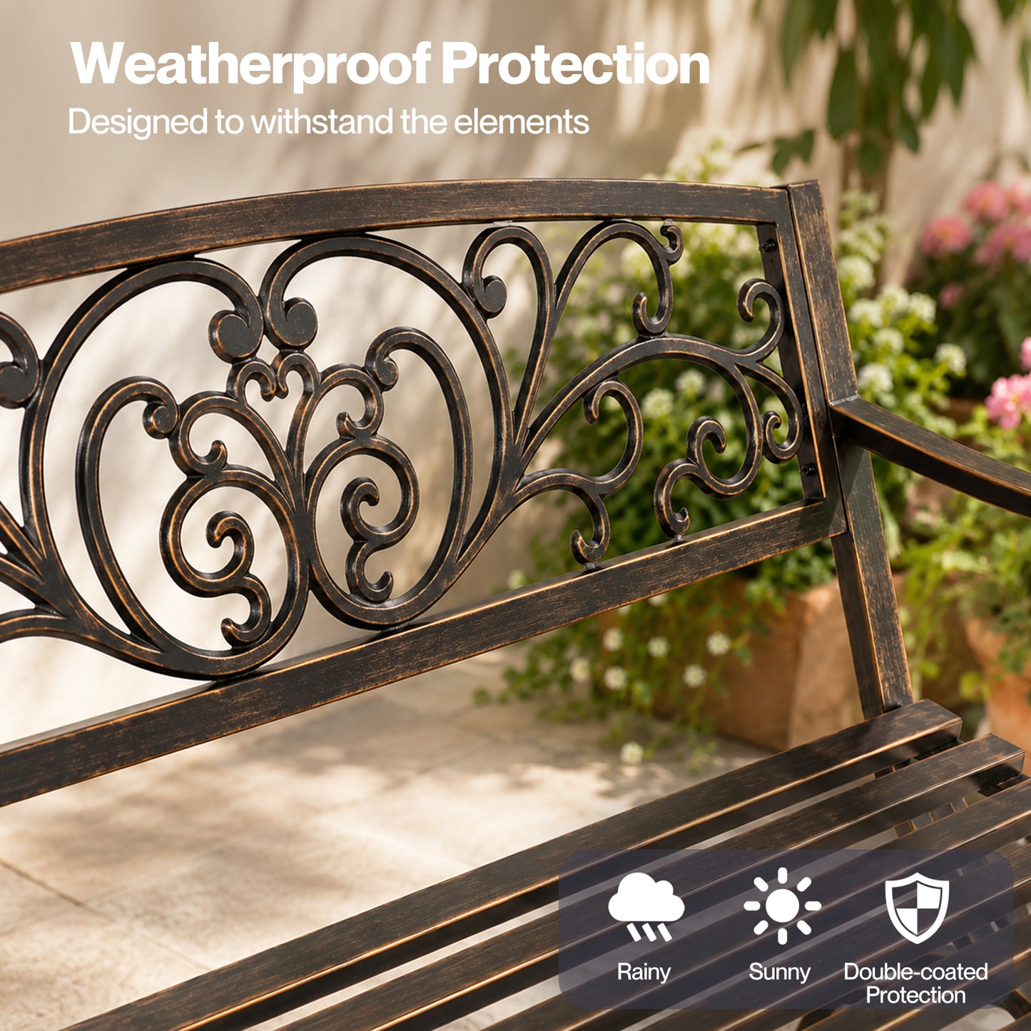 Levede Garden Bench Butterfly Cast Iron Outdoor Bench 300kg Metal Bronze