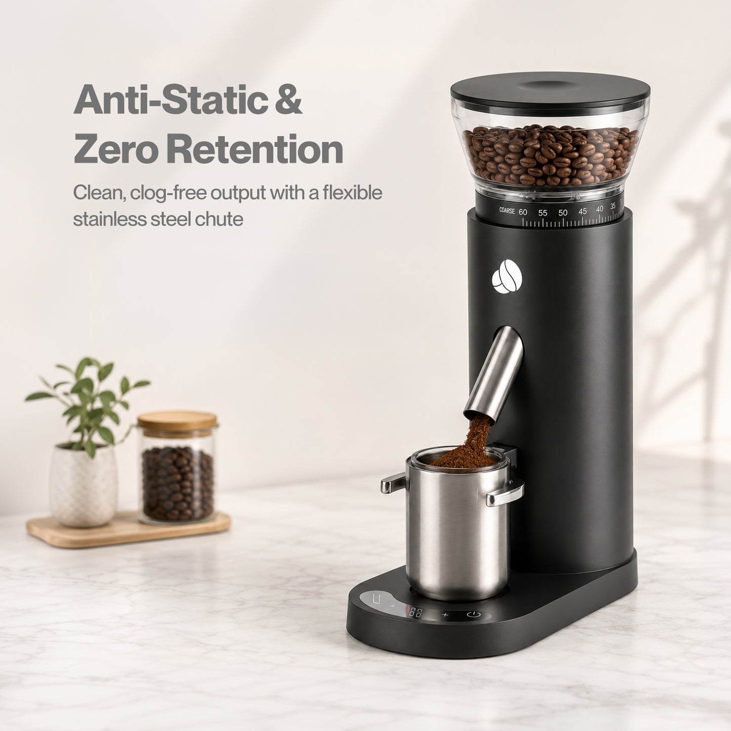 Spector Coffee Grinder 60-Setting Portable USB Rechargeable Burr Grinder Black