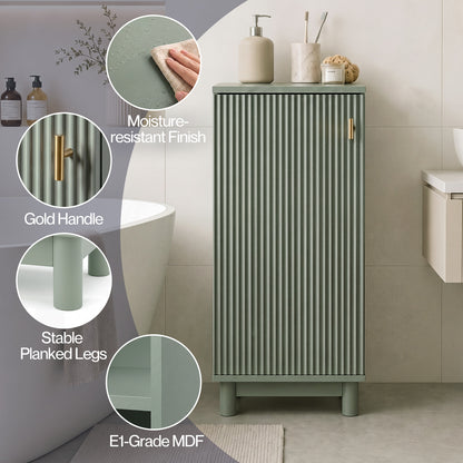 Levede 80cm Tall Bathroom Cabinet Vanity Narrow Storage Cupboard Fluted 3 Tier