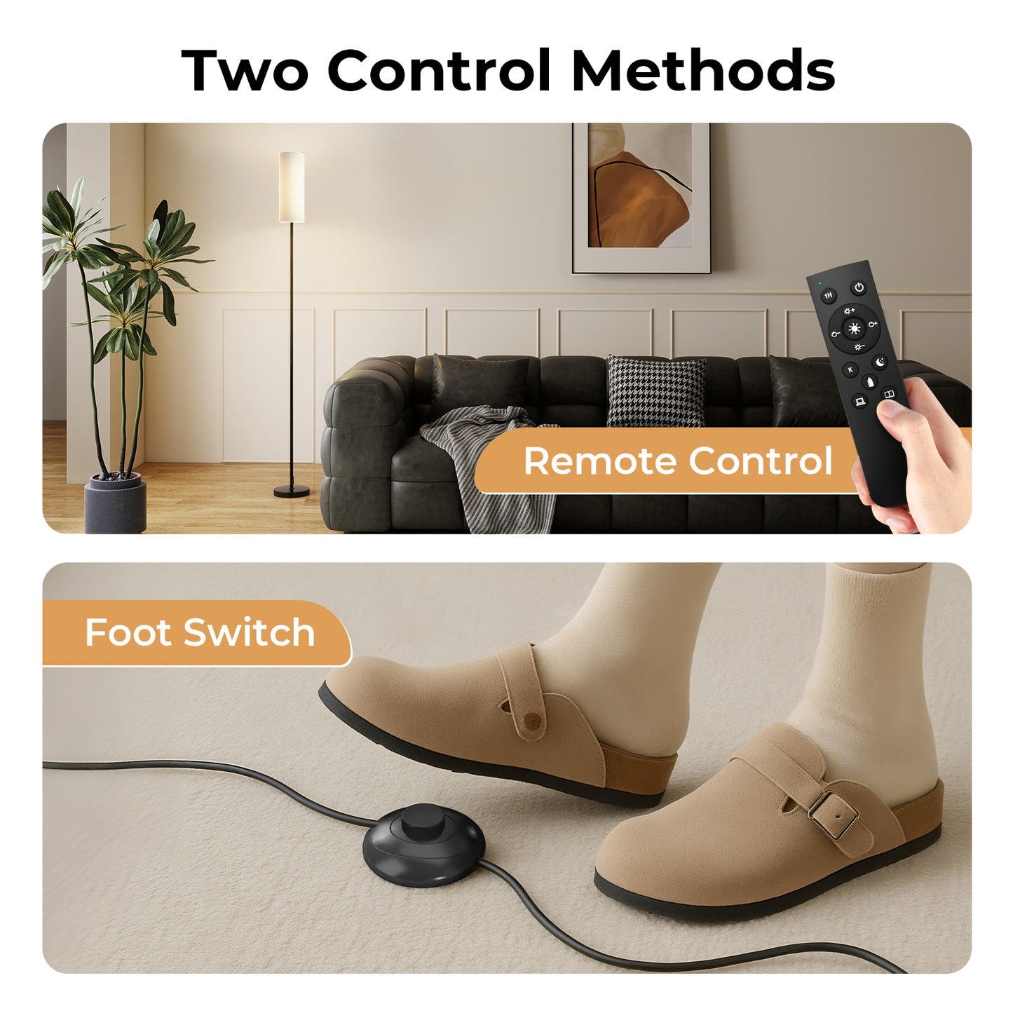 Emitto Led Floor Lamp Bedside Light Dimmable Remote & Foot Switch Bulb Included