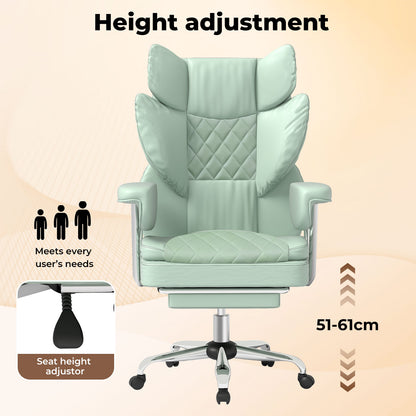 Levede Office Desk Chair Big and Tall for Heavy People with Footrest PU Green