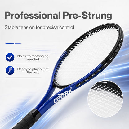 Centra 9Pcs Tennis Racket Set Lightweight Racquet Balls Carry Bag Overgrips