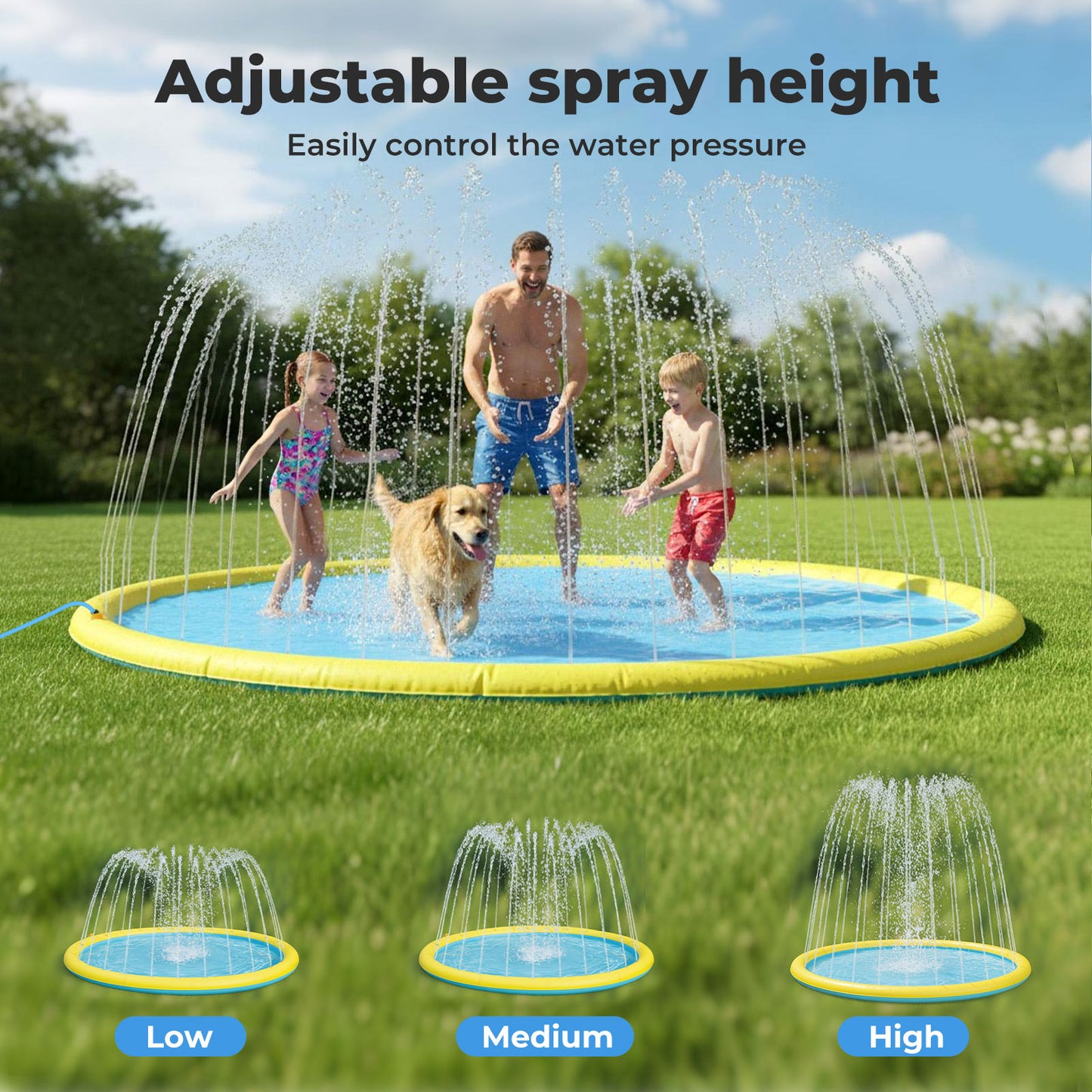 Skylos Splash Pad Inflatable Pool Kids Dog Sprinkler Water Play Mat Outdoor
