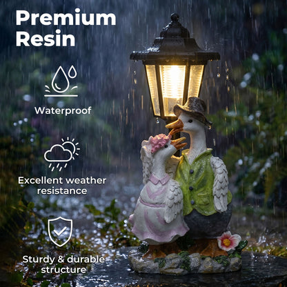 Emitto Garden Ornaments Outdoor Solar Duck Sculpture with LED Light for Patio